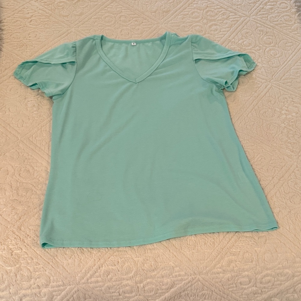 Mint Green V-Neck Women's Top